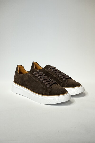 velravin حذاء رياضي رجالي من الجلد الطبيعي الأصلي برباط من ألبيرتو باللون البني