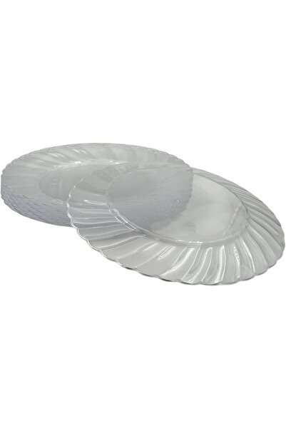 B&D banddtools Transparent Disposable Plastic Plates, 9-inch, Shell-edge Design, 10 pcs