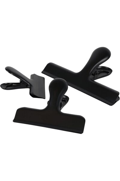 B&D مشابك تخزين الطعام، بلاستيك أسود، مشابك ملفات كبيرة لتنظيم المطبخ، عبوة م...