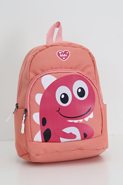 Probag Cute Dinosaur Figured Salmon Kindergarten Nursery Bag 4 Compartment Girls' Backpack