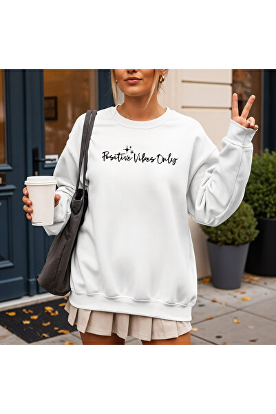 DD Secret Hanorac oversize pentru femei, cu imprimeu POSITIVE VIBES ONLY