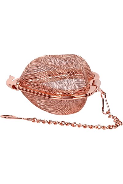 B&D Heart-Shaped Tea Infuser, Rose Gold Stainless Steel Mesh with Chain, Loose Leaf Tea Strainer