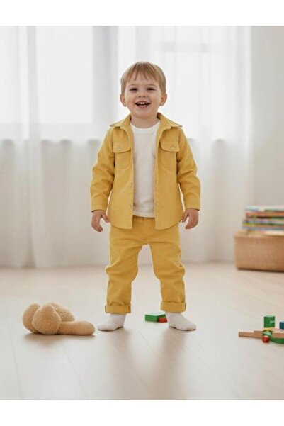 STAR GOGO KİDS 2 Piece Unisex Yellow Gabardine Fabric Children's Suit (Please Choose One Size Larger.)