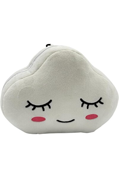 B&D وسادة سفر مخملية وقناع للعين 2 في 1 من banddtools، سحابة بيضاء مع وجه مطرز