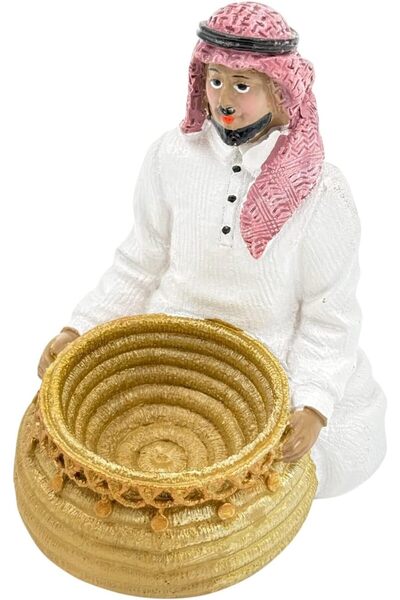 B&D Traditional Middle Eastern Polyresin Statue with Golden Bowl - banddtools