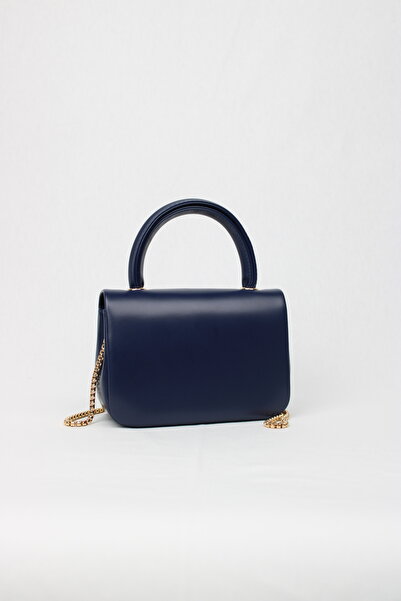 mossi Navy Blue Faux Leather Chain Strap Women's Shoulder and Hand Bag