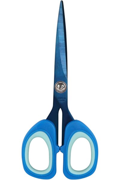 B&D Soft Grip Scissors, Blue and Navy, 175mm Length, Ergonomic Handle Design, Professional Cutting T