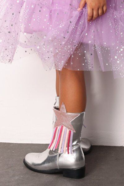 Le Mabelle Silver Star and Tassel Detailed Girls' Cowboy Boots