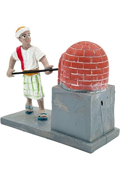B&D Traditional Baker Statue with Brick Oven, Handcrafted Resin Mediterranean Kitchen Decor