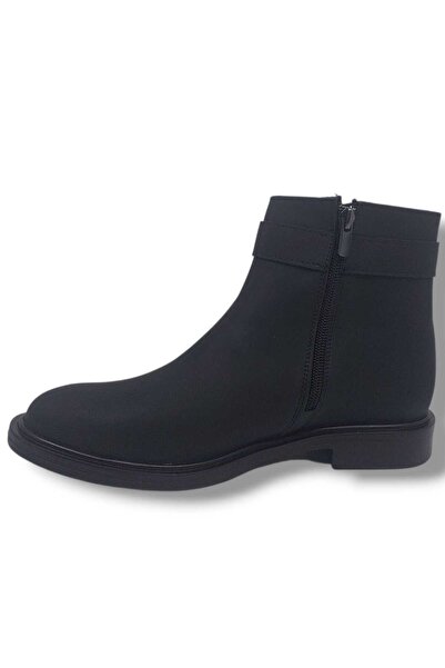 Zerhan 801 Women's Black Buckle Zippered Large Size Boots 41 42