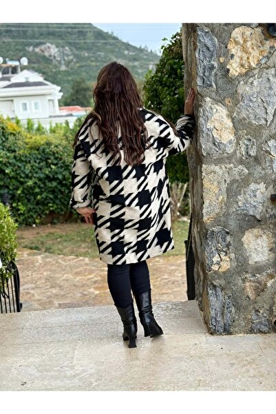 Punta Otantik Yg109261 Non-Fading Crow's Feet Patterned Italian Felt Coat Beige