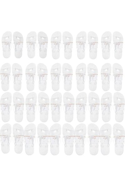 OEM Set de 20 de perechi de papuci de mireasă unisex albi cu șnur decorativ