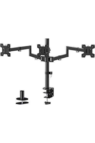 OEM Triple monitor stand for 24", black, adjustable, complete set