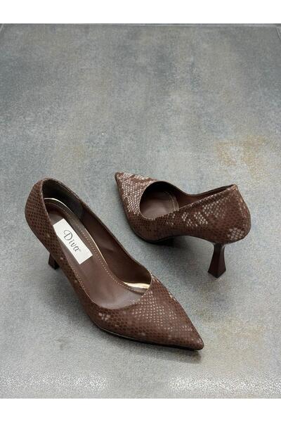 DİVA Brown Crocodile Women's Heeled Shoes
