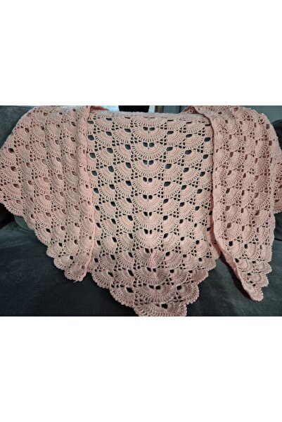 ATÖLYE MİLLA Pink Filling Fan Model Knit Shawl