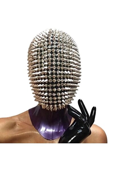 RESTEQ Carnival Mask with Fangs, Latex, Black/Silver, 32x25 cm