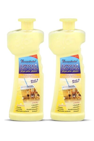 Loyal جل مركز مزيل للروائح المنزلية متعدد الاستخدامات، برائحة المسك والعنبر، 2 × 700 مل