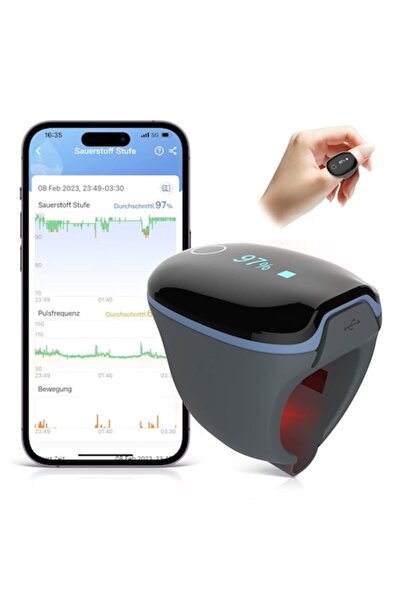 OEM O2 Ring Pulse Oximeter, 9.8x9.2x7.3 cm, automatic monitoring, vibration, black/blue