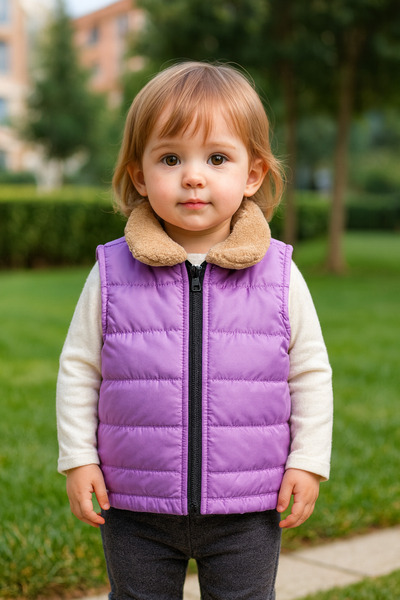 canmana kids&baby سترة بناتية بياقة من الفرو