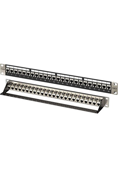 FGB 10Gbps 1U 24-Port Cat7 Shielded Keystone Patch Panel (19" Rackmount/Wall Mount)