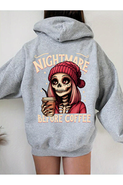uyguntarz Unisex Nightmare Printed Hooded Sweatshirt
