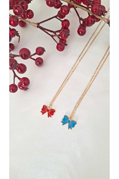 SOUL BY A&B 2-Piece Ribbon Necklace Friendship Necklace Bff Necklace Blue Red Bow