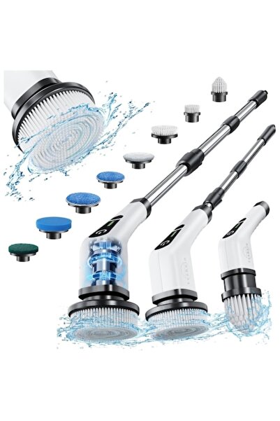 leebein Cordless Electric Cleaning Brush, 8 Heads, 2 Speeds, White