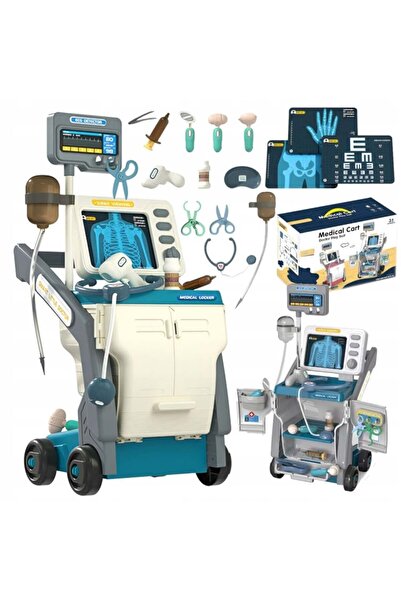 Junios Doctor play set Medical Cart with 15 pieces, lights and sounds, Blue