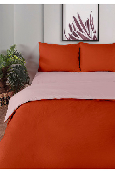 Monolisse 100% Cotton Akfil Double-Sided Duvet Cover Set Double Size 200X220 cm Cinnamon Lilyum