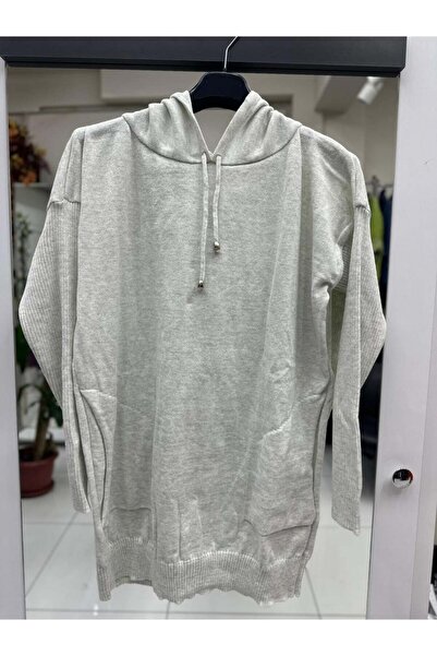 Punta Otantik Mt3096 Hooded Pocket Knitwear Sweatshirt Gray