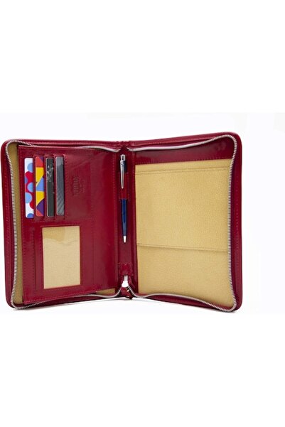 OEM Leather desk planner kit, Noda, A5, red, with compartments for business cards and pen
