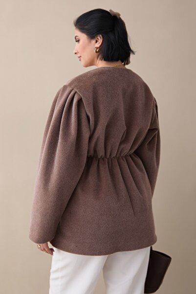 InStyle Buy Elastic Waist Lined Cashmere Milk Coffee Coat