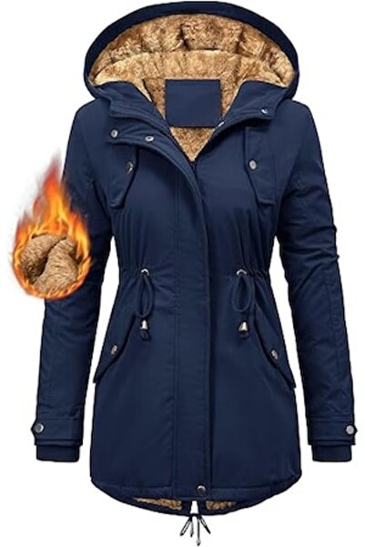 OEM Women's winter jacket CMTOP with hood, waterproof, lined, adjustable, navy, polyester, S