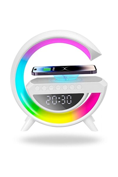 OEM Alarm clock with LED lamp and Bluetooth speaker, wireless charging, white, 15x15x20cm
