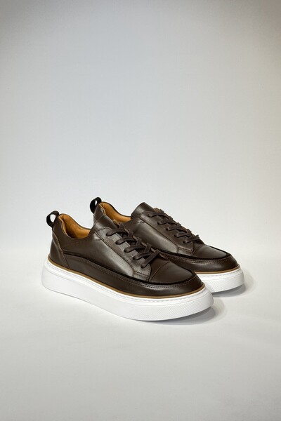 velravin  Marlon Erkek Hakiki Natural Deri Bağcıklı Kahverengi Casual Ayakkabı