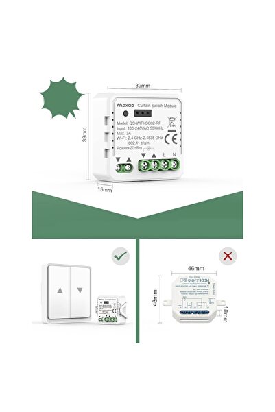 Maxcio Wi‑Fi roller blind switch with voice control and scheduler, Maxcio, 2.4GHz