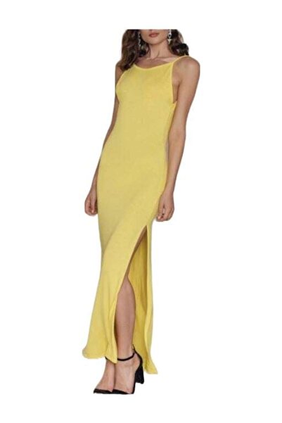 OEM Rochie low scoop back maxi, Galbena, 40 EU