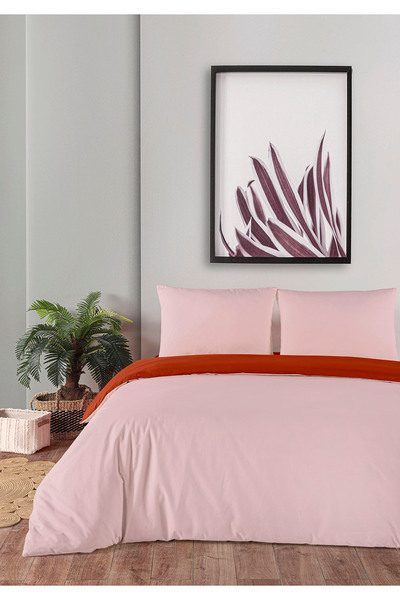 Monolisse 100% Cotton Akfil Double-Sided Duvet Cover Set Double Size 200X220 cm Cinnamon Lilyum