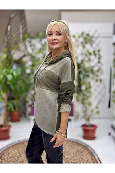 Punta Otantik Nc56868 Italian Enjoy Written K Hooded Cotton Sweatshirt Khaki