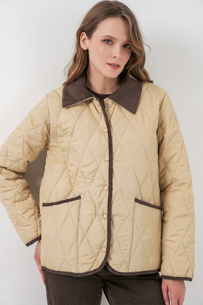 Bigdart Women's Quilted Oversized Coat 5226 - Beige