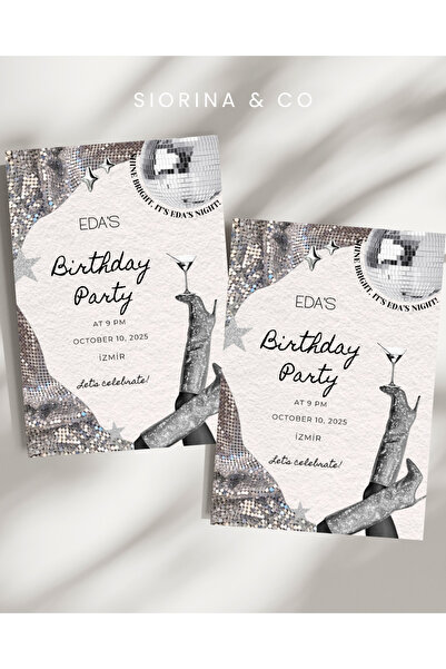 Siorina Co & Event Birthday Card Bride Bachelorette Card Doğum Günü Davetiye/...