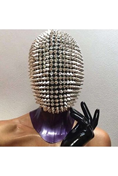 RESTEQ Carnival Mask with Fangs, Latex, Black/Silver, 32x25 cm