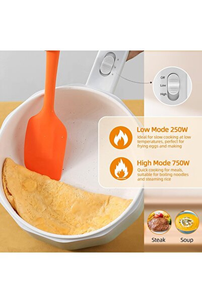 Unbraded Mini Electric Hot Pot 1.5L with Steamer - Portable Multi-Cooker (White)