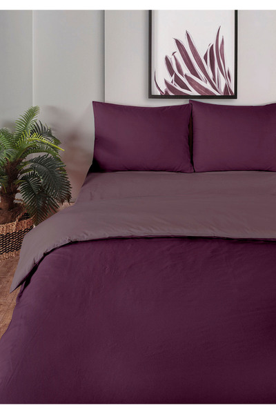 Monolisse 100% Cotton Akfil Double-Sided Duvet Cover Set Double Size 200X220 cm Purple Violet