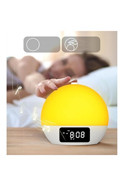 Foryond projection alarm clock, 25 sounds, 9 colors, sunrise and sunset simulation, compact size