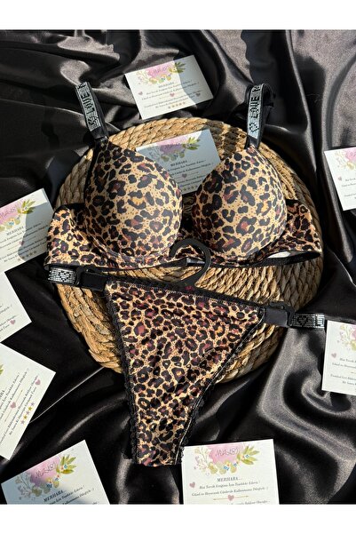 Nuzabi Set de sutien cu sârmă și imprimeu leopard, model Wild Dolgulu