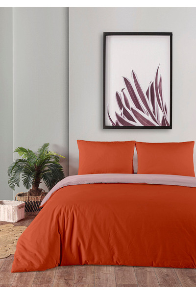 Monolisse 100% Cotton Akfil Double-Sided Duvet Cover Set Double Size 200X220 cm Cinnamon Lilyum