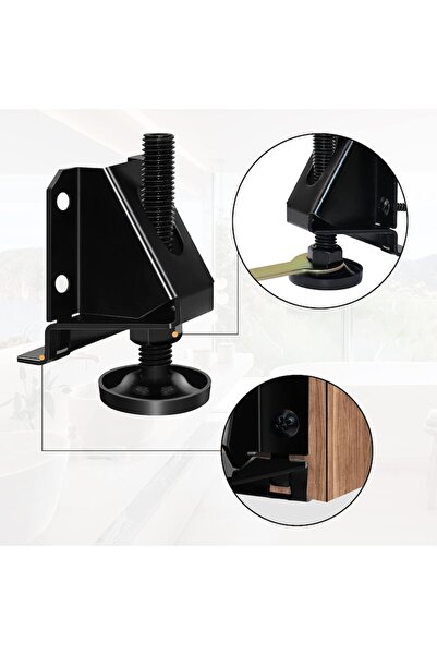 OEM Set picioare de nivelare pentru mobilă, 16 buc., oțel platinat, capacitate 400 kg, reglabile 2-6 cm, capace de cauciuc