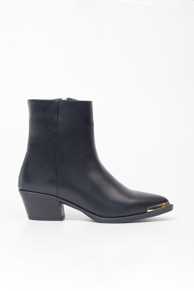 Milaura KADIN SİYAH GOLD DETAYLI HAKİKİ DERİ KOVBOY BOT 20509