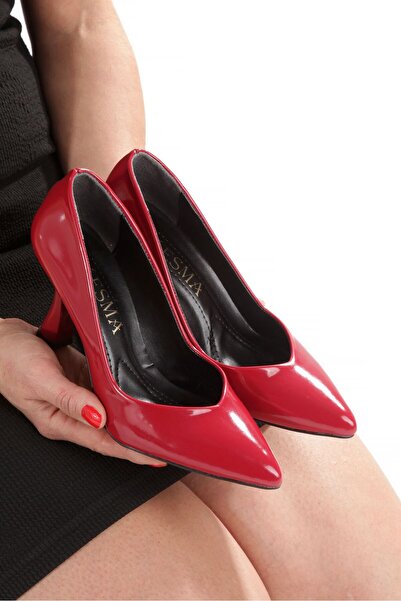 Y ESMA Stiletto Red Patent Leather 7 cm Goblet Heel Pointed Toe V-Shaped Open Closed Toe New Season